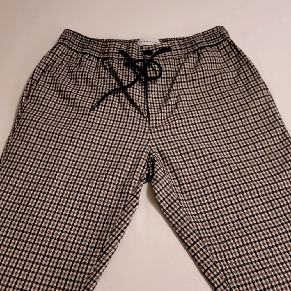 Topman Plaid Print Drawstring Dress Pants